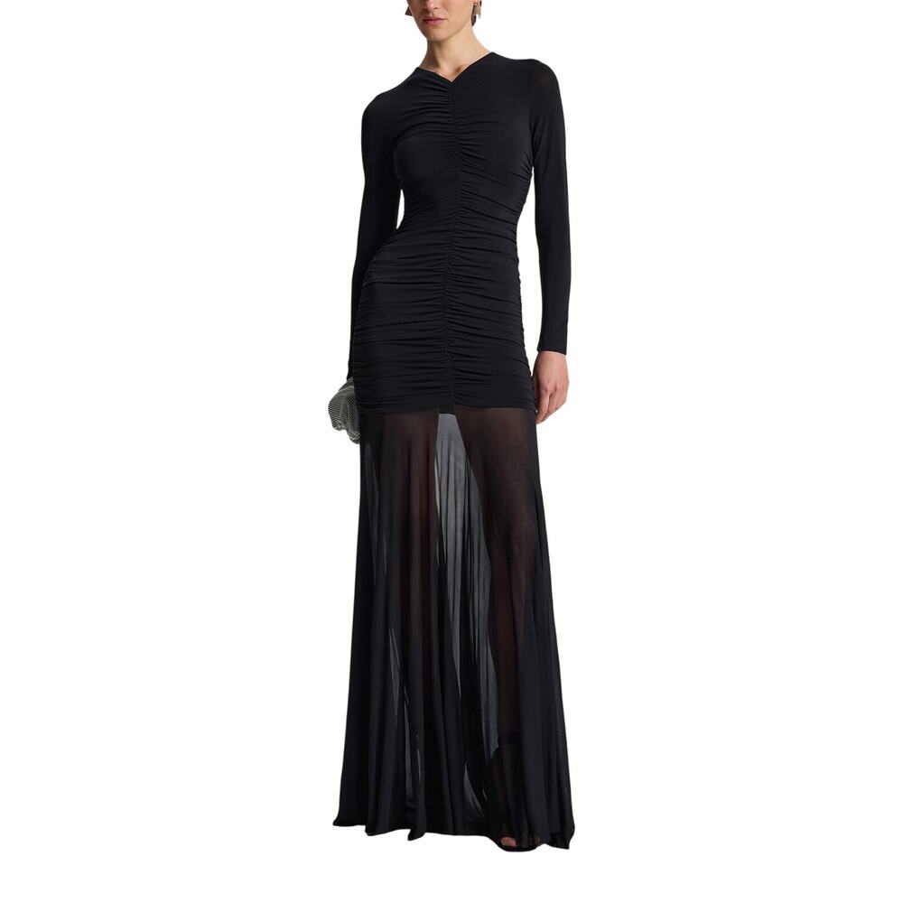A.L.C. Black Long Sleeve Sheer Maxi Dress
